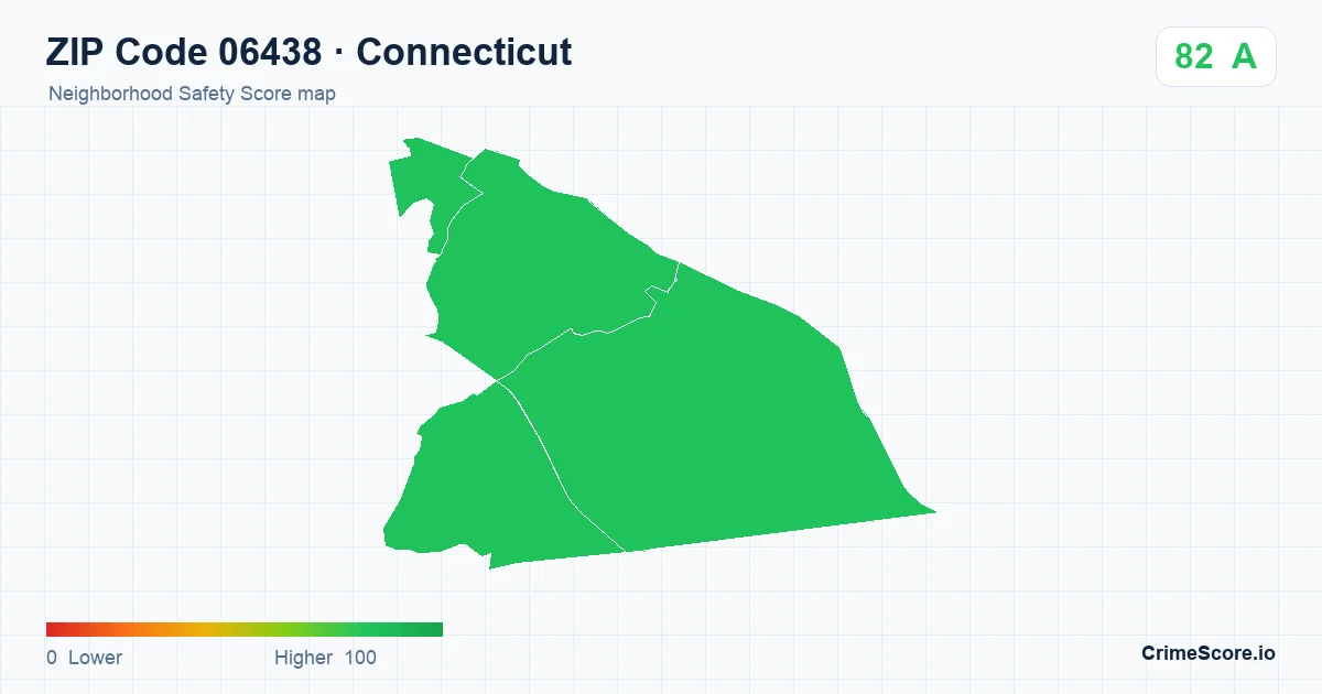 ZIP Code 06438 in Connecticut neighborhood Safety Score map