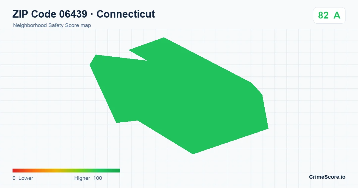 ZIP Code 06439 in Connecticut neighborhood Safety Score map