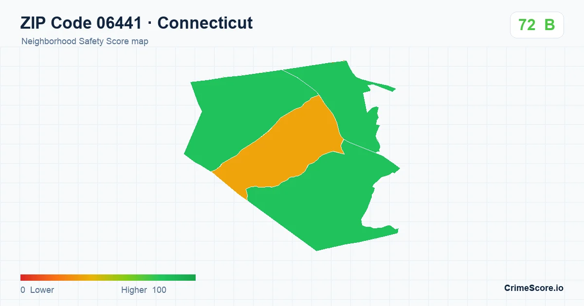 ZIP Code 06441 in Connecticut neighborhood Safety Score map