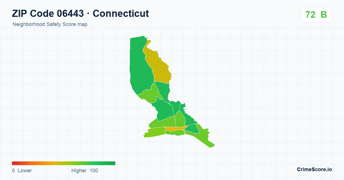 ZIP Code 06443 in Connecticut neighborhood Safety Score map