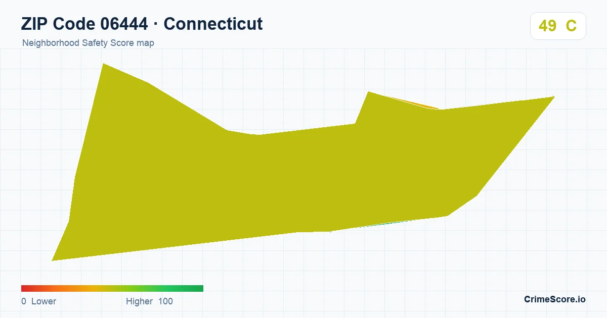 ZIP Code 06444 in Connecticut neighborhood Safety Score map