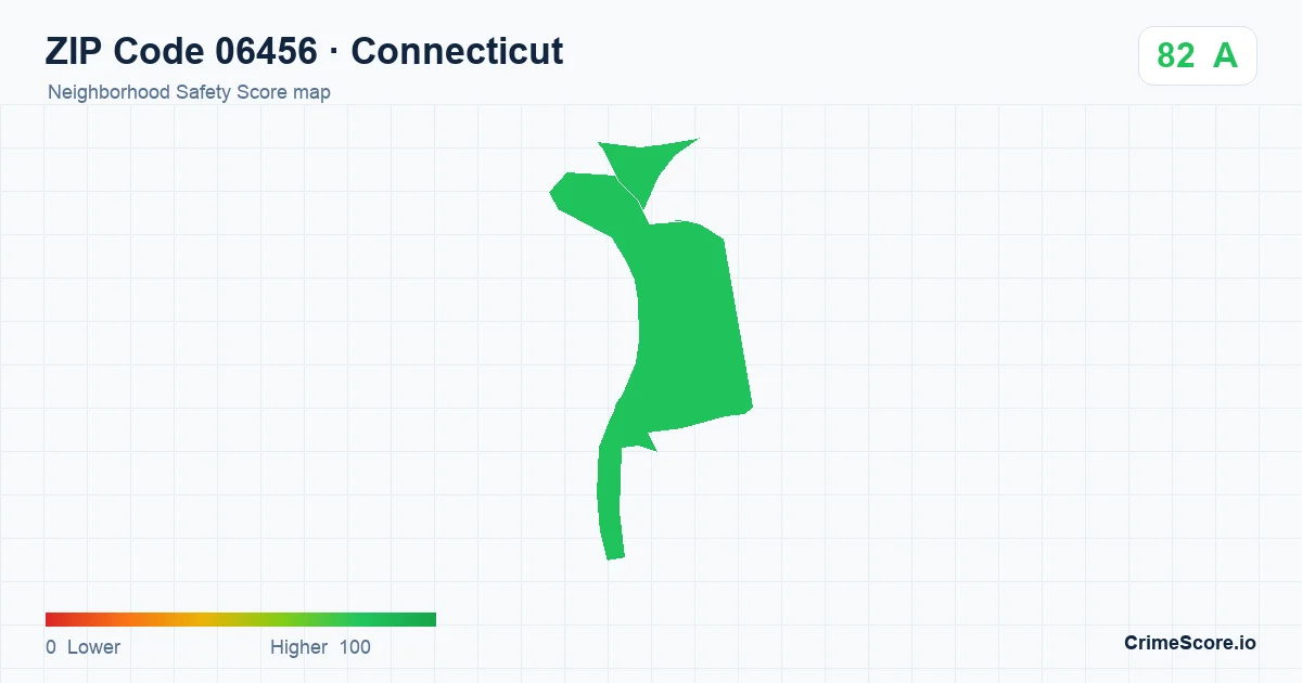 ZIP Code 06456 in Connecticut neighborhood Safety Score map