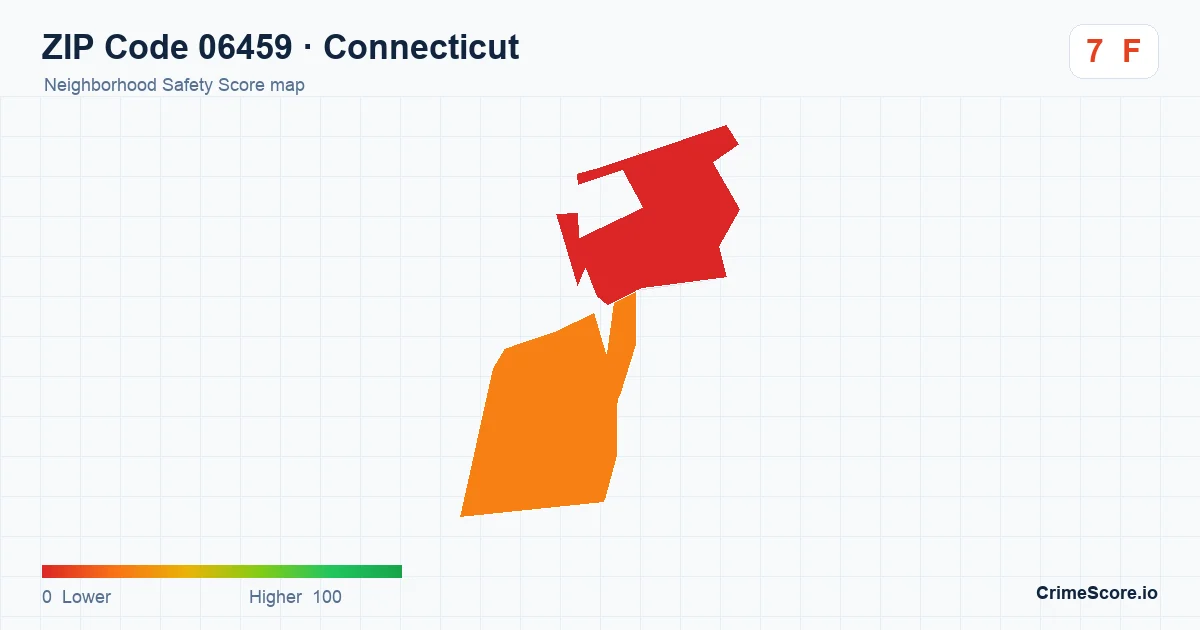 ZIP Code 06459 in Connecticut neighborhood Safety Score map