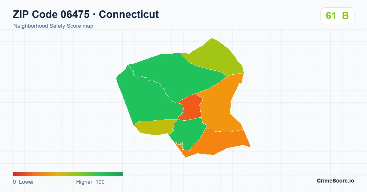 ZIP Code 06475 in Connecticut neighborhood Safety Score map