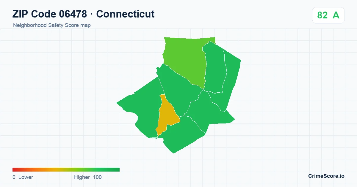 ZIP Code 06478 in Connecticut neighborhood Safety Score map