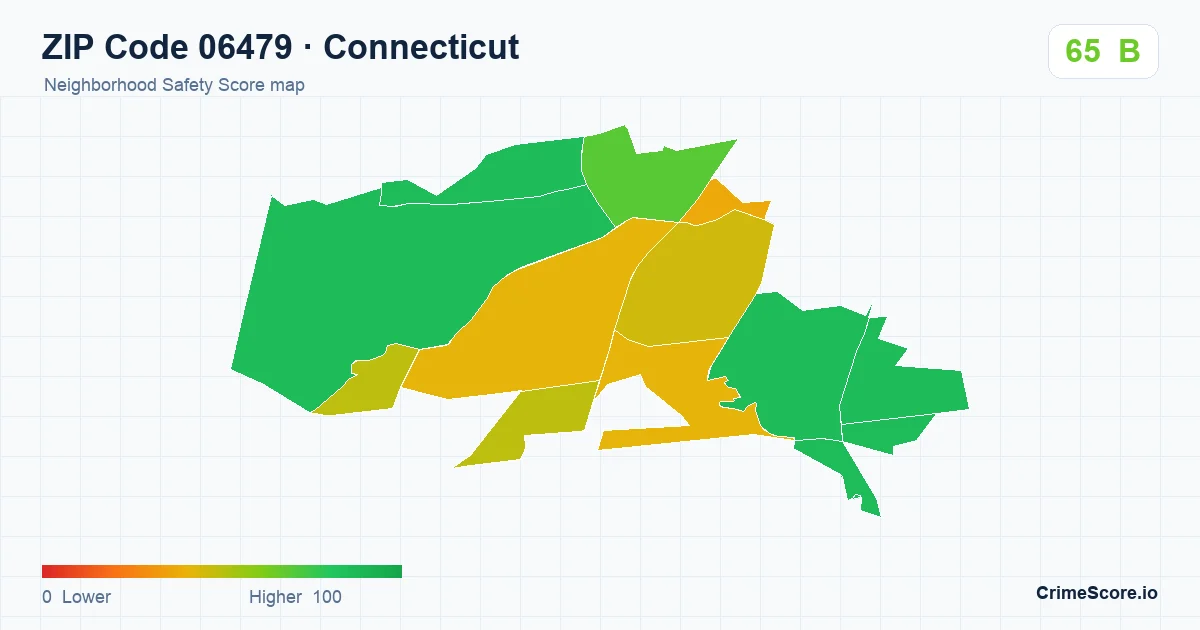 ZIP Code 06479 in Connecticut neighborhood Safety Score map
