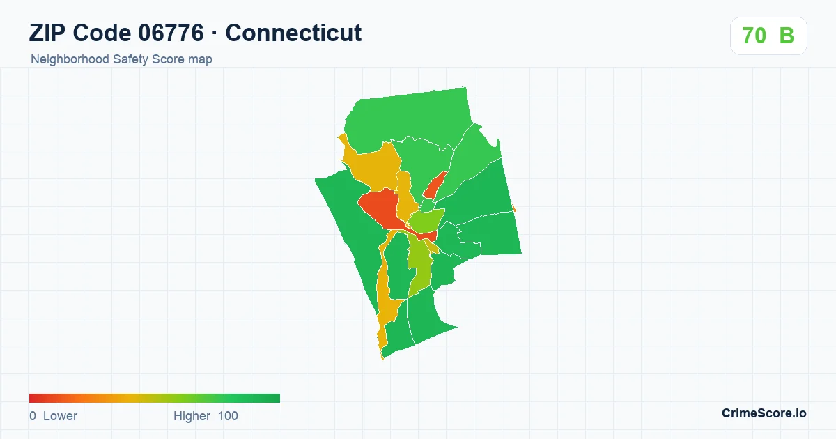 ZIP Code 06776 in Connecticut neighborhood Safety Score map