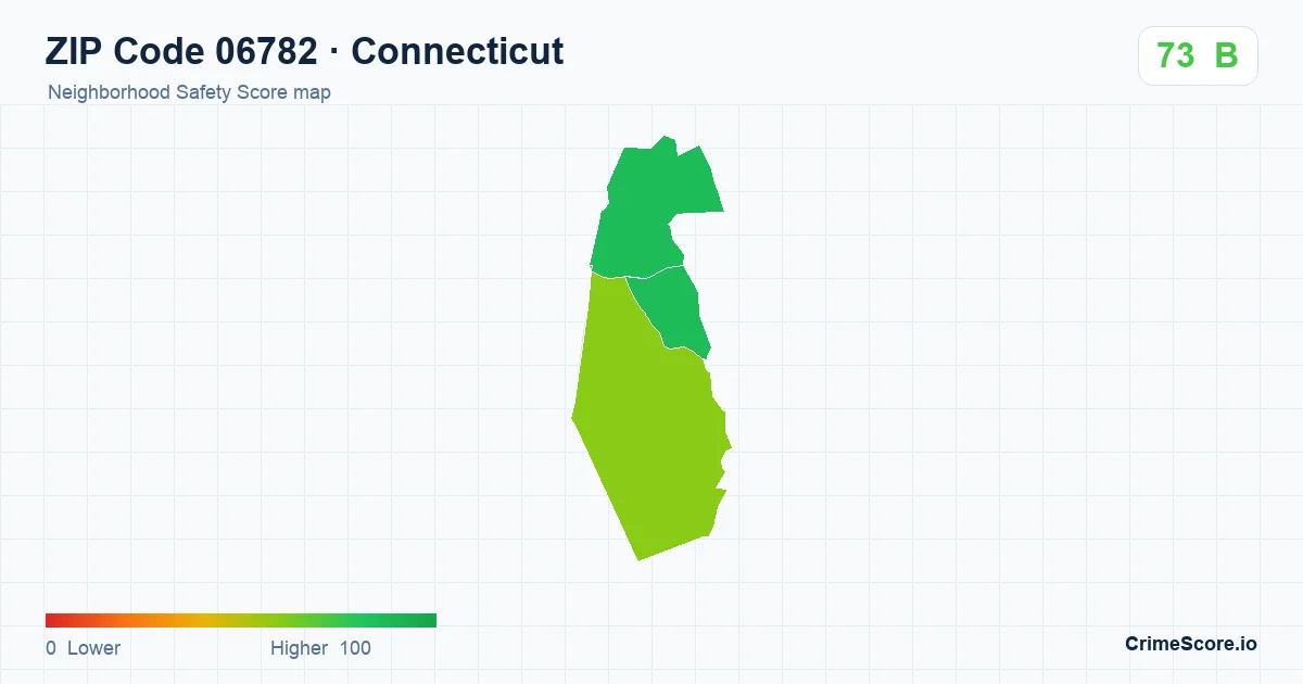 ZIP Code 06782 in Connecticut neighborhood Safety Score map