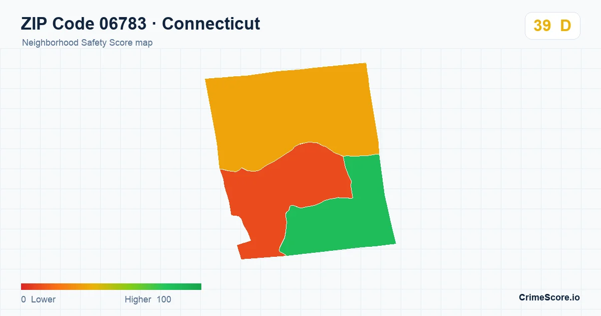 ZIP Code 06783 in Connecticut neighborhood Safety Score map