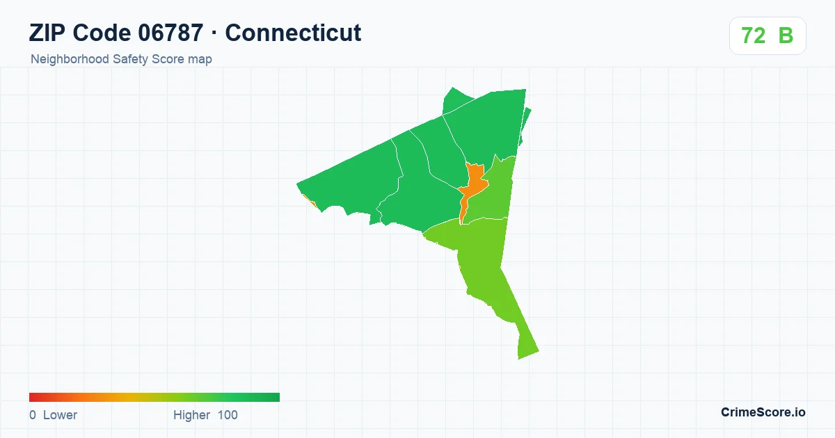 ZIP Code 06787 in Connecticut neighborhood Safety Score map