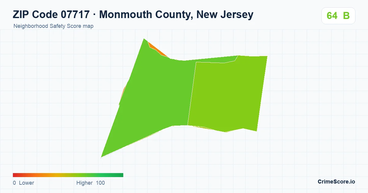 ZIP Code 07717 in Monmouth County, New Jersey neighborhood Safety Score map