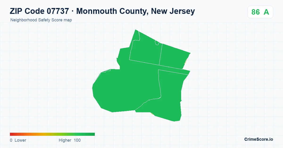 ZIP Code 07737 in Monmouth County, New Jersey neighborhood Safety Score map