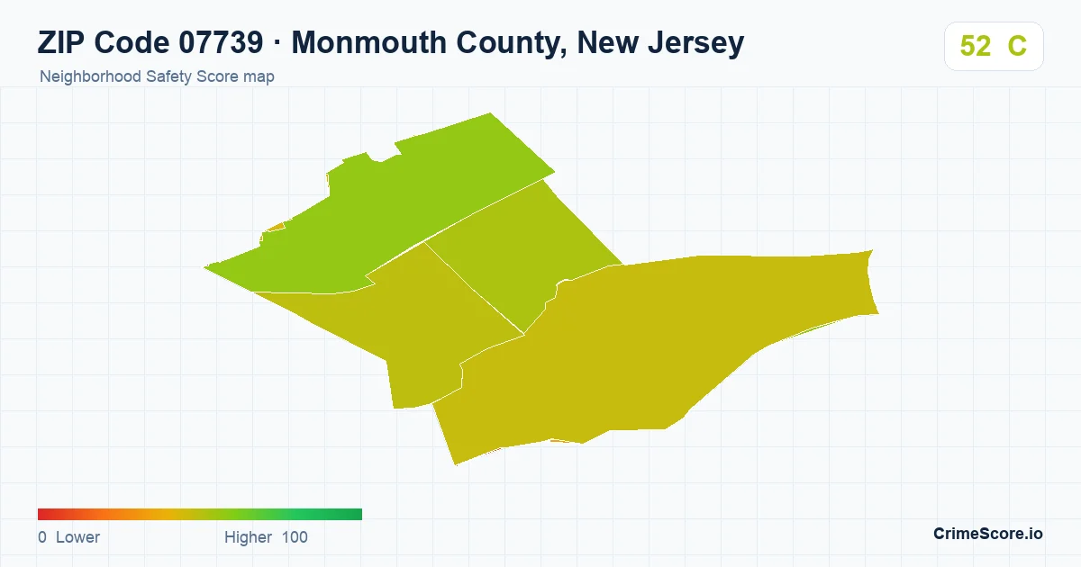 ZIP Code 07739 in Monmouth County, New Jersey neighborhood Safety Score map