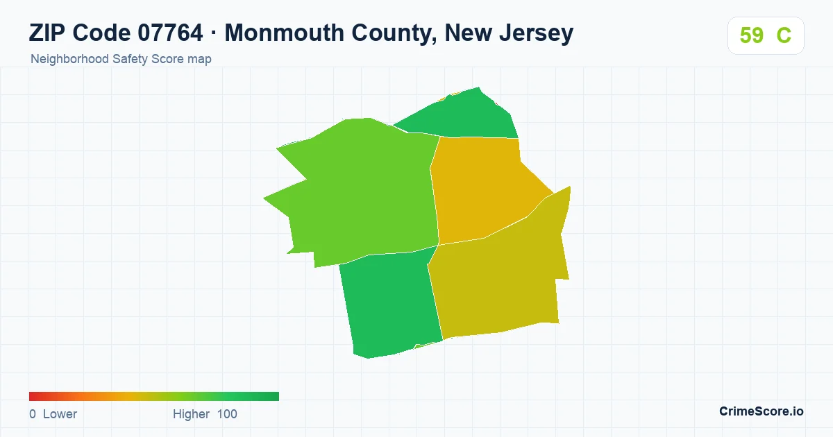 ZIP Code 07764 in Monmouth County, New Jersey neighborhood Safety Score map