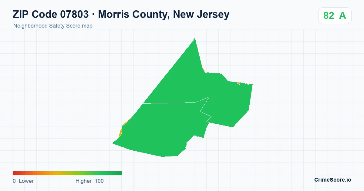 ZIP Code 07803 in Morris County, New Jersey neighborhood Safety Score map