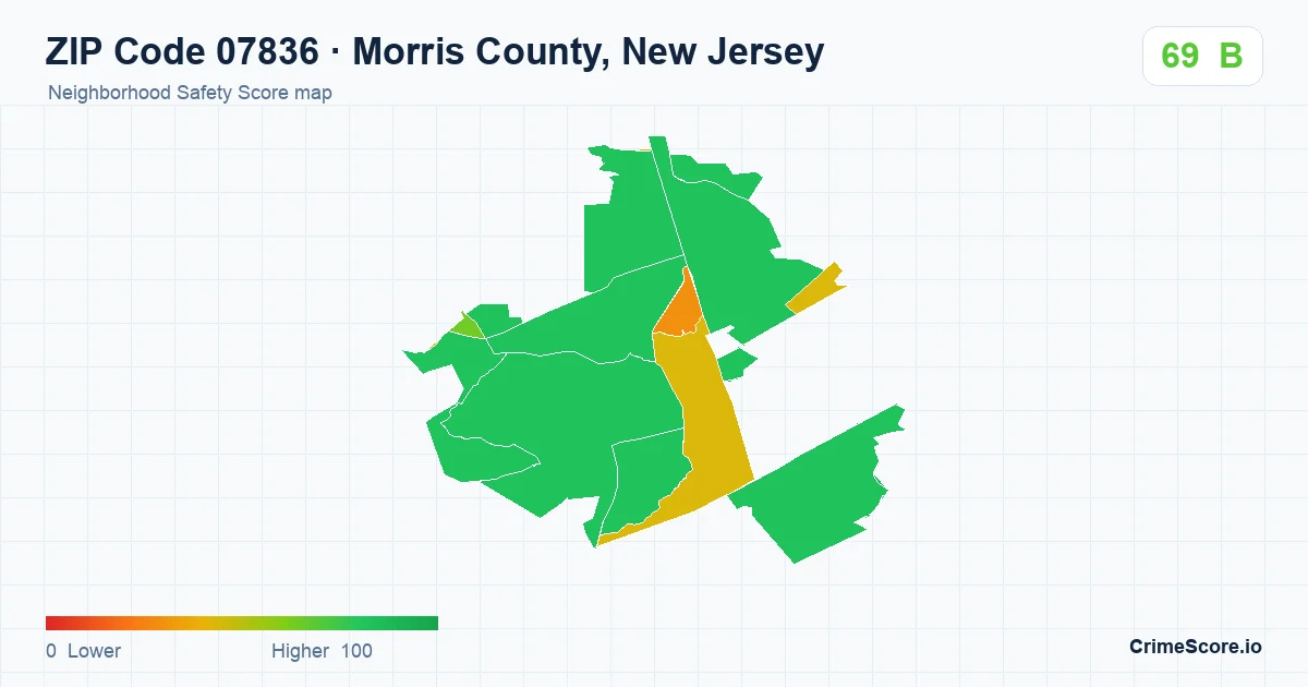 ZIP Code 07836 in Morris County, New Jersey neighborhood Safety Score map