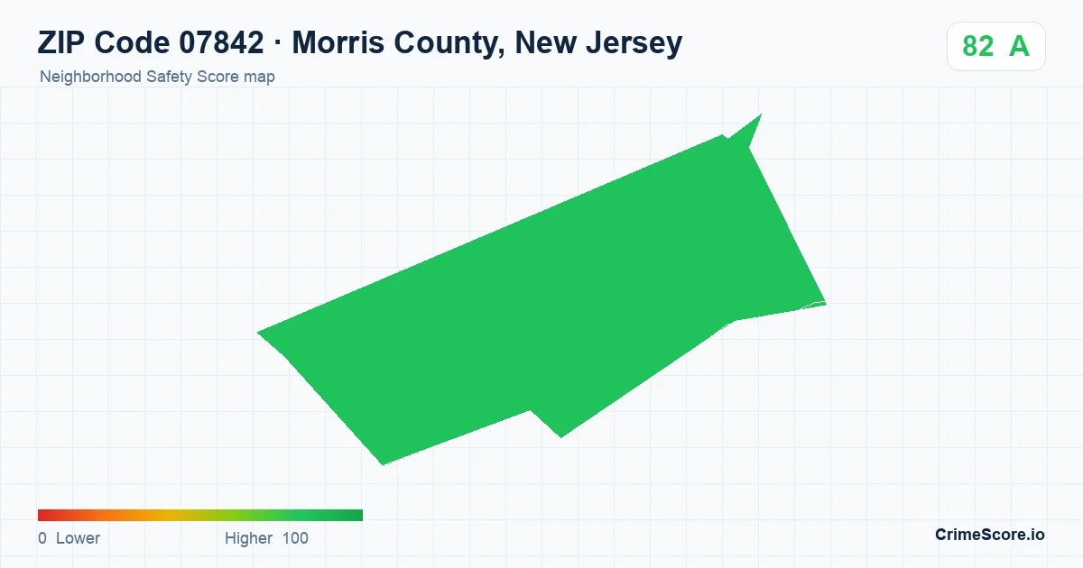 ZIP Code 07842 in Morris County, New Jersey neighborhood Safety Score map