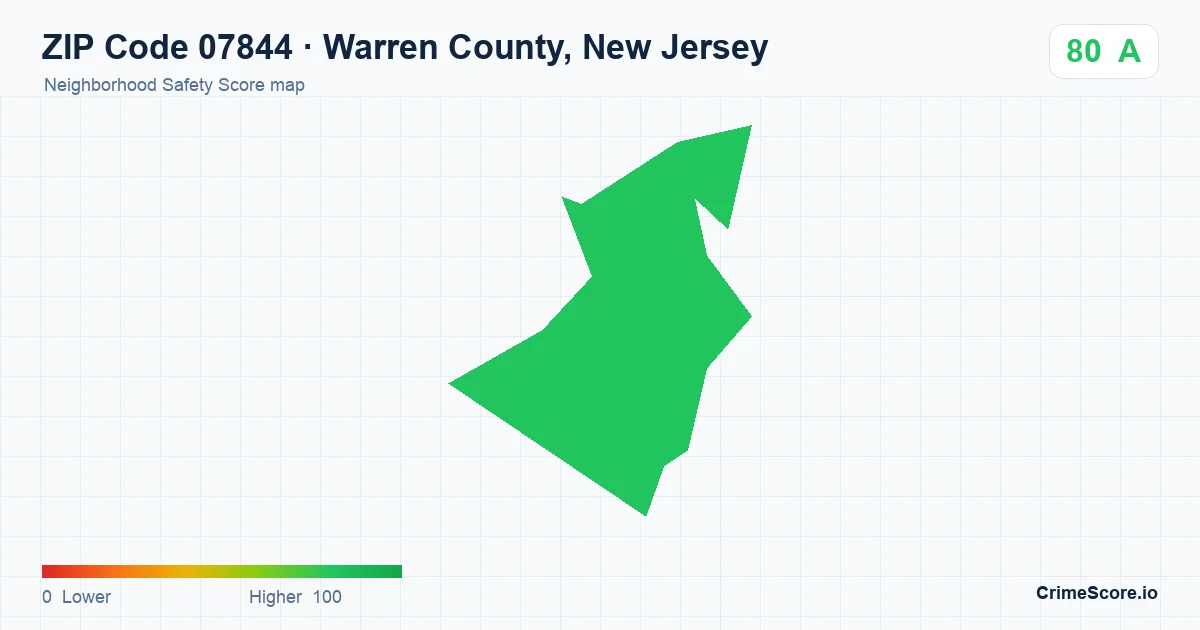 ZIP Code 07844 in Warren County, New Jersey neighborhood Safety Score map