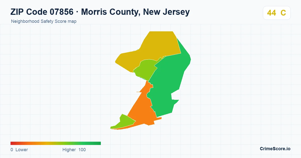 ZIP Code 07856 in Morris County, New Jersey neighborhood Safety Score map