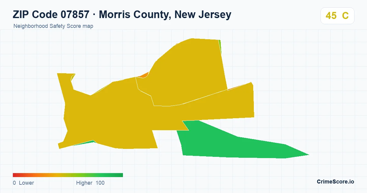 ZIP Code 07857 in Morris County, New Jersey neighborhood Safety Score map