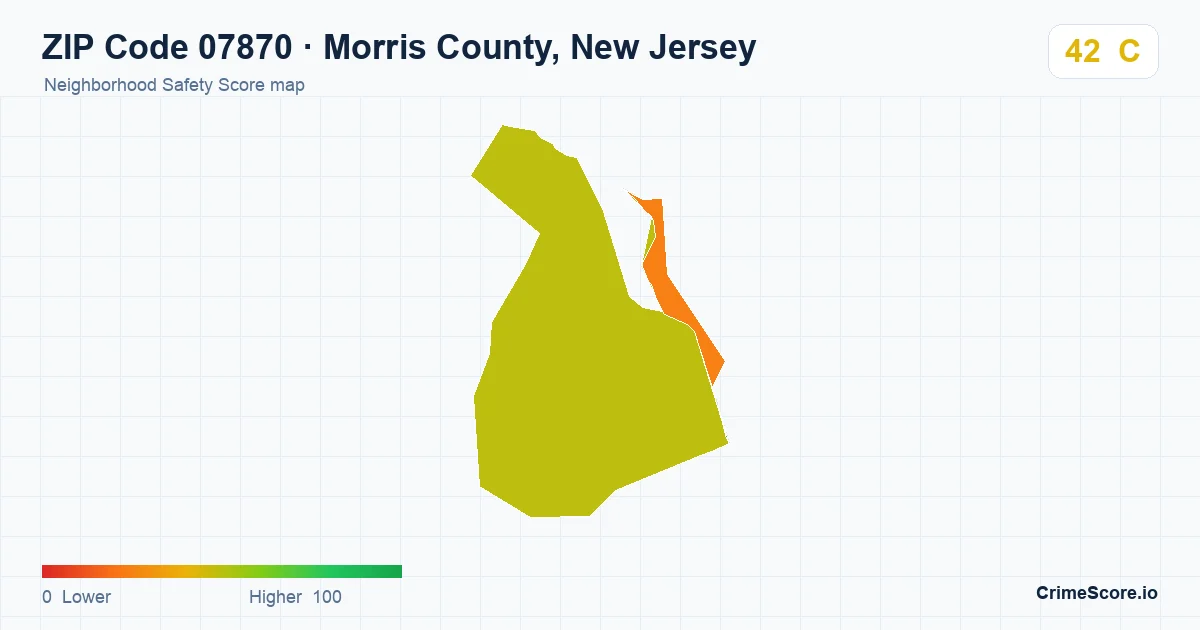 ZIP Code 07870 in Morris County, New Jersey neighborhood Safety Score map