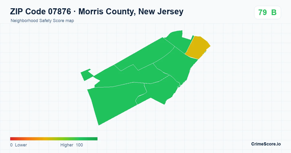 ZIP Code 07876 in Morris County, New Jersey neighborhood Safety Score map