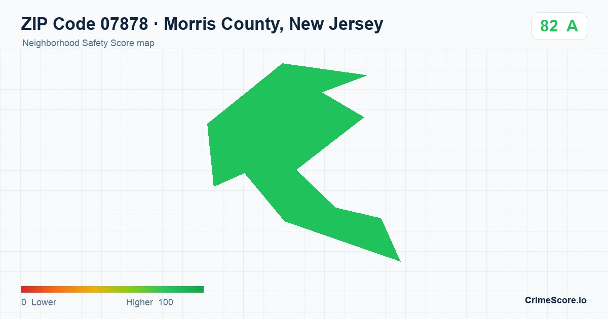 ZIP Code 07878 in Morris County, New Jersey neighborhood Safety Score map
