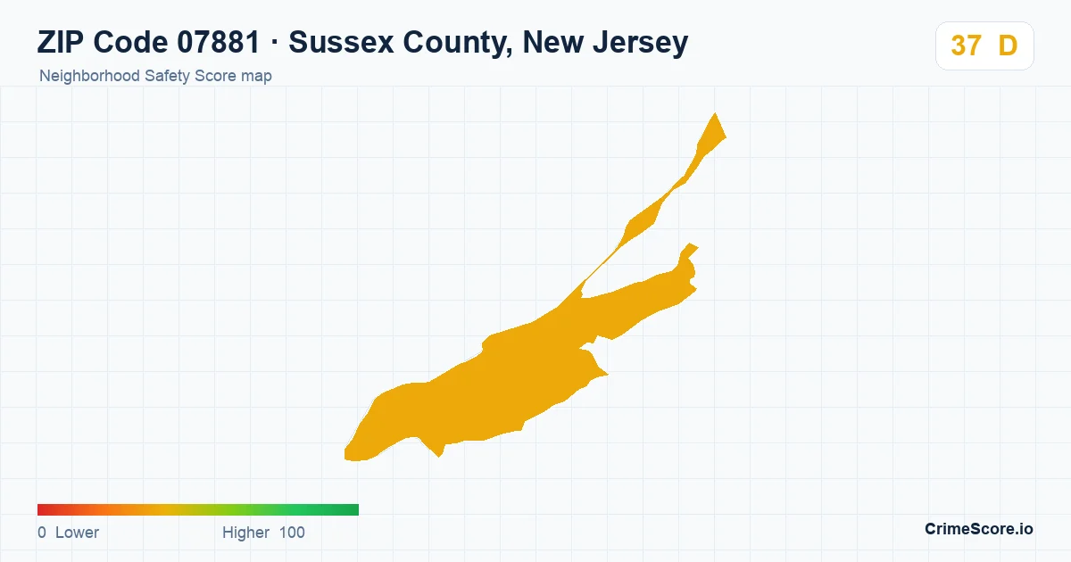 ZIP Code 07881 in Sussex County, New Jersey neighborhood Safety Score map