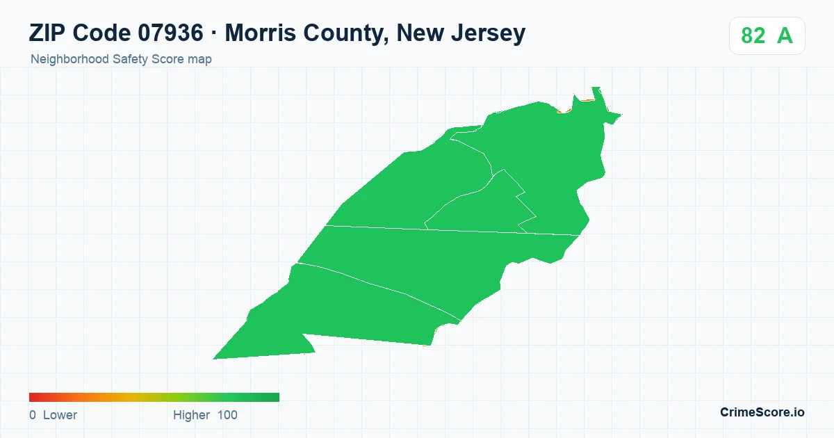 ZIP Code 07936 in Morris County, New Jersey neighborhood Safety Score map