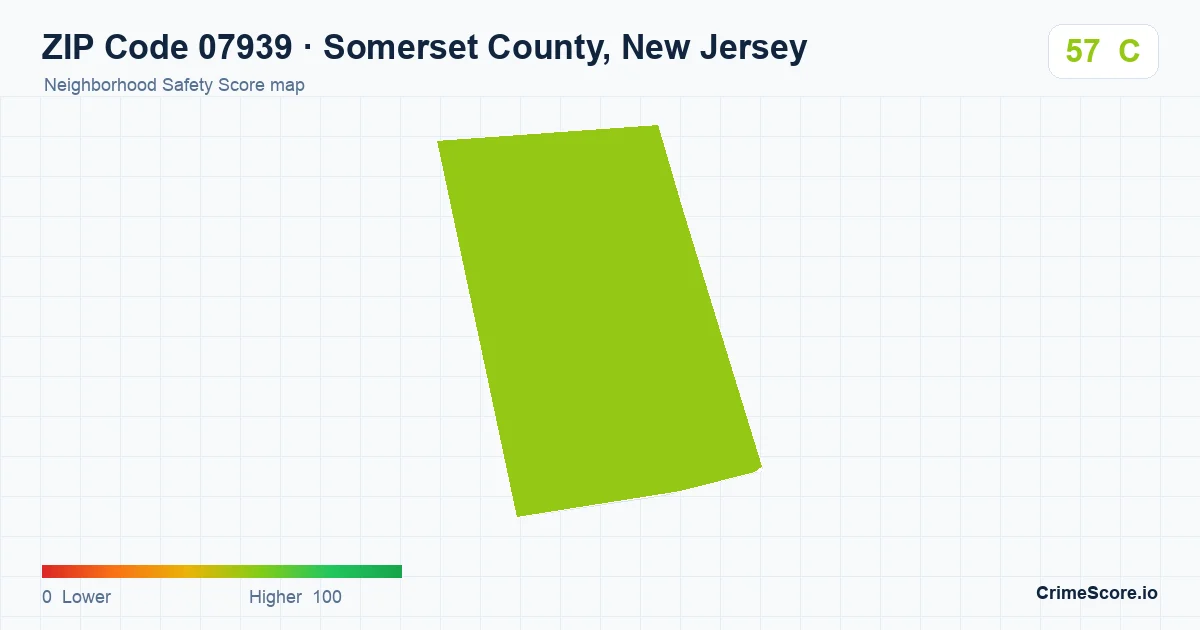 ZIP Code 07939 in Somerset County, New Jersey neighborhood Safety Score map