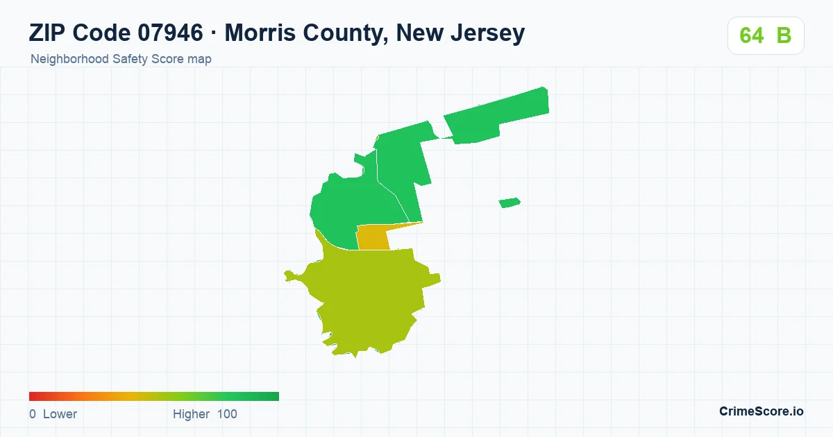 ZIP Code 07946 in Morris County, New Jersey neighborhood Safety Score map