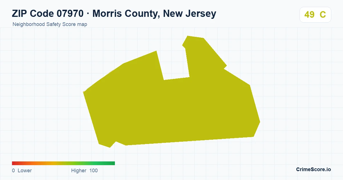 ZIP Code 07970 in Morris County, New Jersey neighborhood Safety Score map