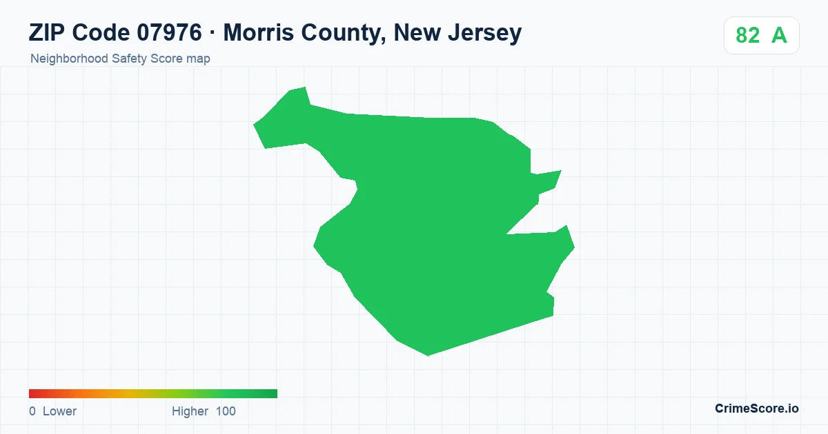 ZIP Code 07976 in Morris County, New Jersey neighborhood Safety Score map