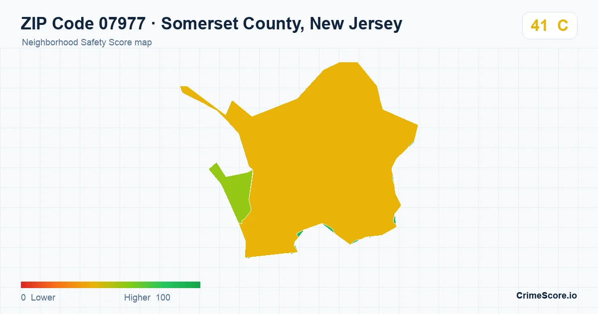ZIP Code 07977 in Somerset County, New Jersey neighborhood Safety Score map