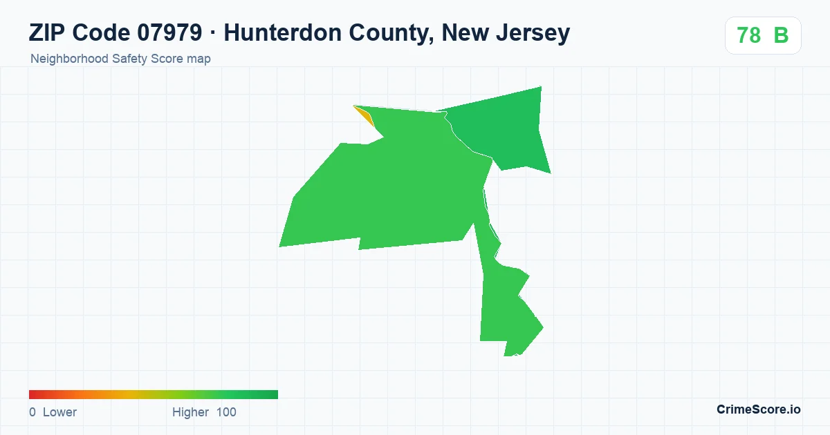 ZIP Code 07979 in Hunterdon County, New Jersey neighborhood Safety Score map