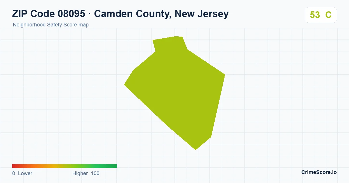 ZIP Code 08095 in Camden County, New Jersey neighborhood Safety Score map