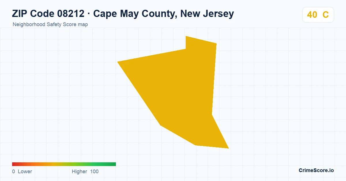 ZIP Code 08212 in Cape May County, New Jersey neighborhood Safety Score map