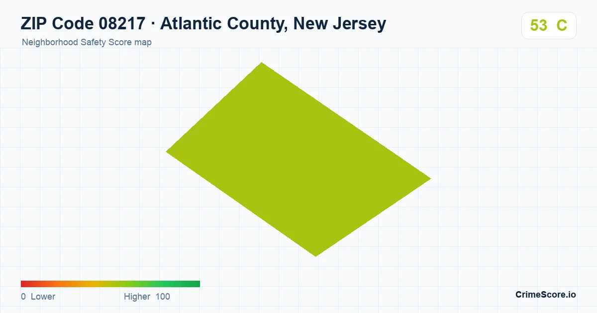 ZIP Code 08217 in Atlantic County, New Jersey neighborhood Safety Score map