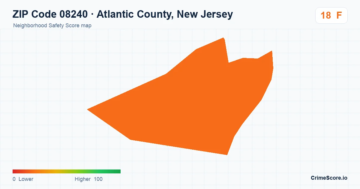 ZIP Code 08240 in Atlantic County, New Jersey neighborhood Safety Score map