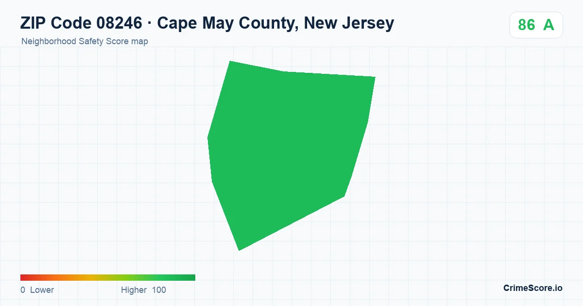ZIP Code 08246 in Cape May County, New Jersey neighborhood Safety Score map