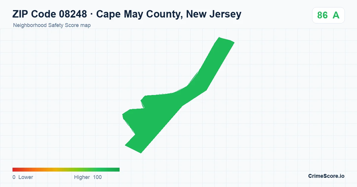 ZIP Code 08248 in Cape May County, New Jersey neighborhood Safety Score map