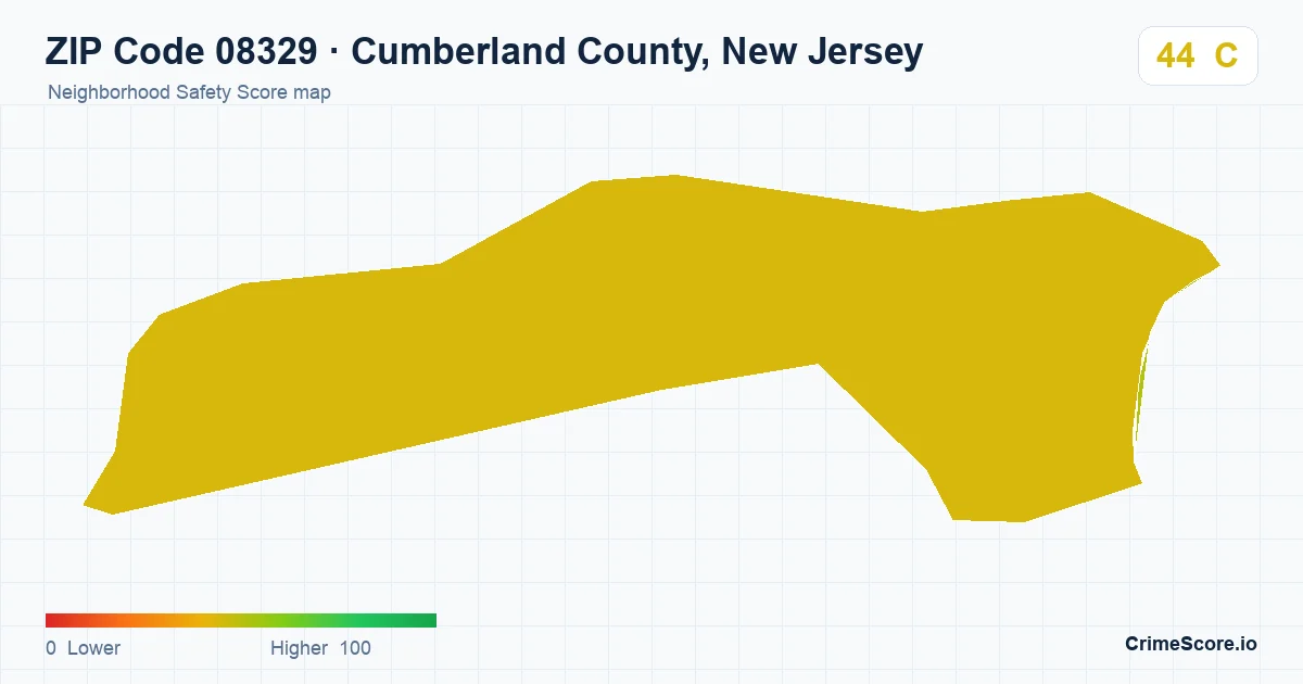 ZIP Code 08329 in Cumberland County, New Jersey neighborhood Safety Score map