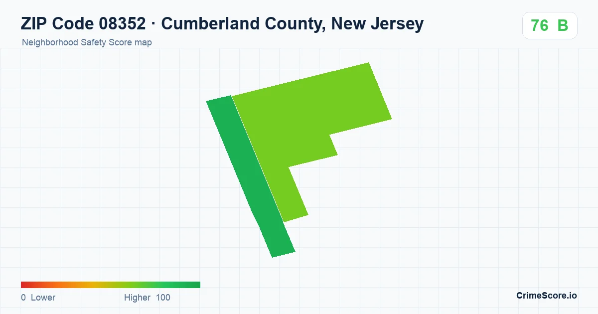 ZIP Code 08352 in Cumberland County, New Jersey neighborhood Safety Score map