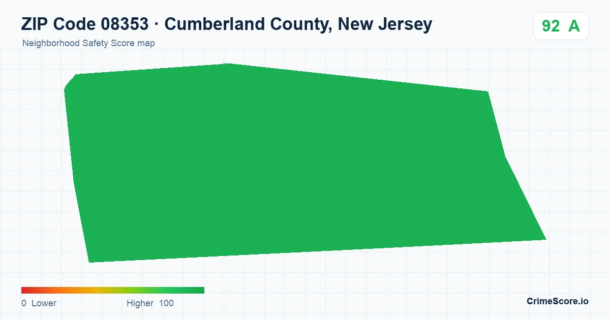 ZIP Code 08353 in Cumberland County, New Jersey neighborhood Safety Score map