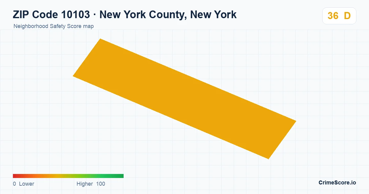 ZIP Code 10103 in New York County, New York neighborhood Safety Score map