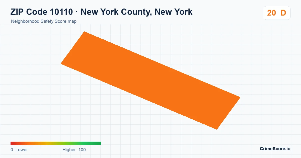 ZIP Code 10110 in New York County, New York neighborhood Safety Score map