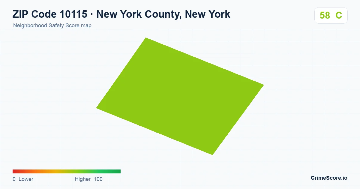 ZIP Code 10115 in New York County, New York neighborhood Safety Score map