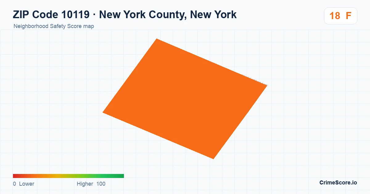 ZIP Code 10119 in New York County, New York neighborhood Safety Score map