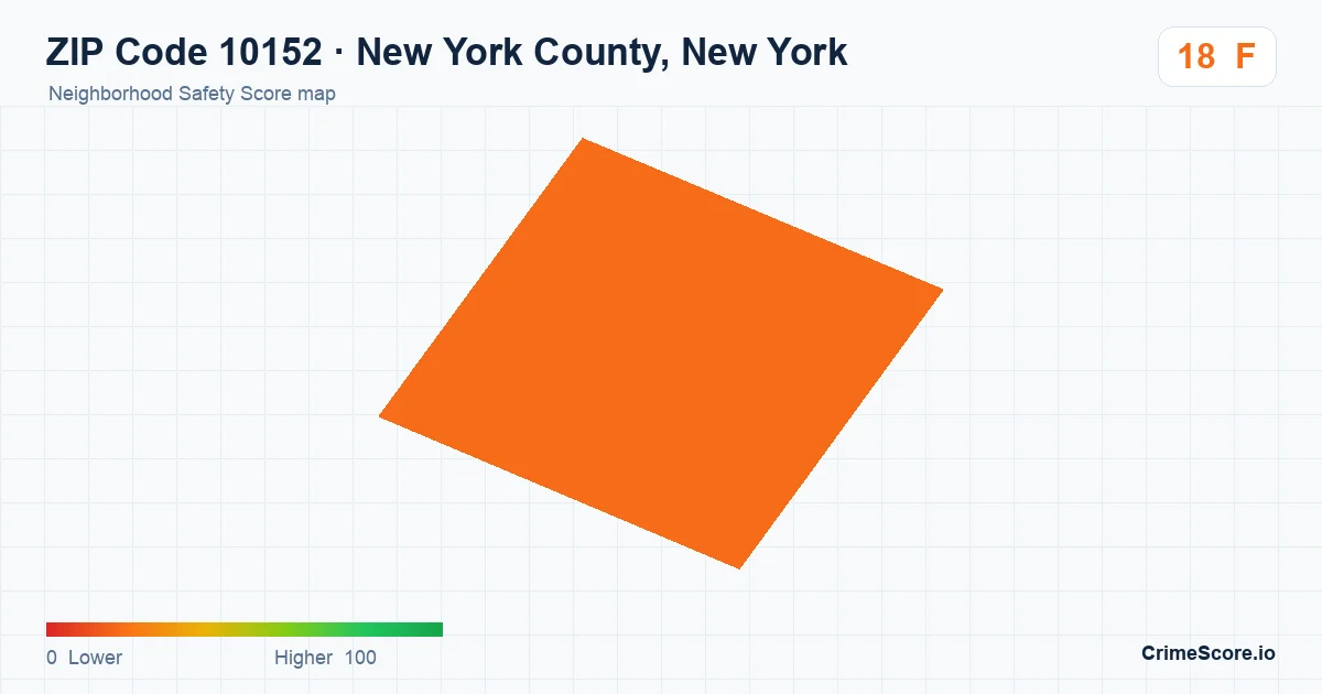 ZIP Code 10152 in New York County, New York neighborhood Safety Score map