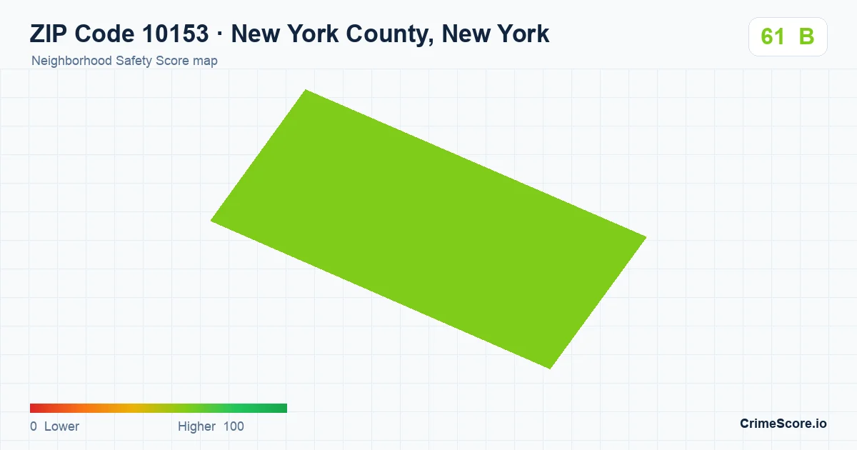ZIP Code 10153 in New York County, New York neighborhood Safety Score map